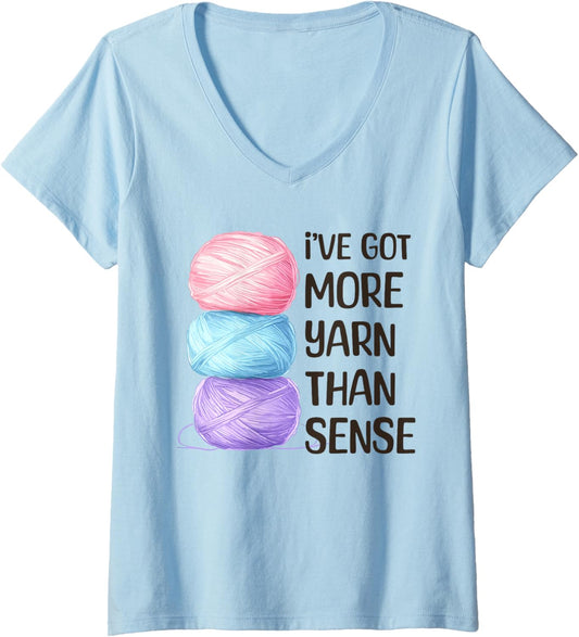 Womens Sarcastic Crochet Humor Yarn Hoarding Crocheting V-Neck