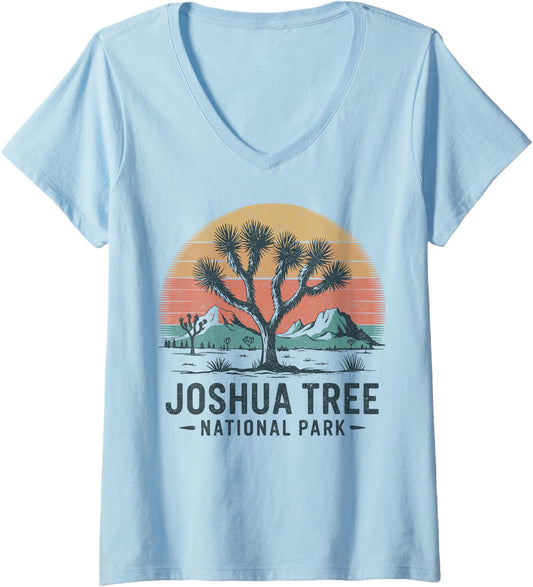 Womens Joshua Tree California Nature Hiking Mountains Woman Men V Neck