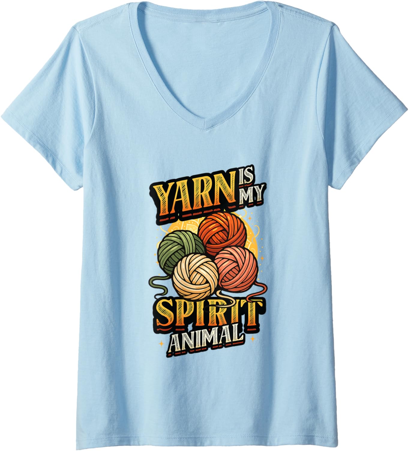 Womens Knitting Chrocheting Yarn Is My Spirit Animal Yarn Lover V-Neck
