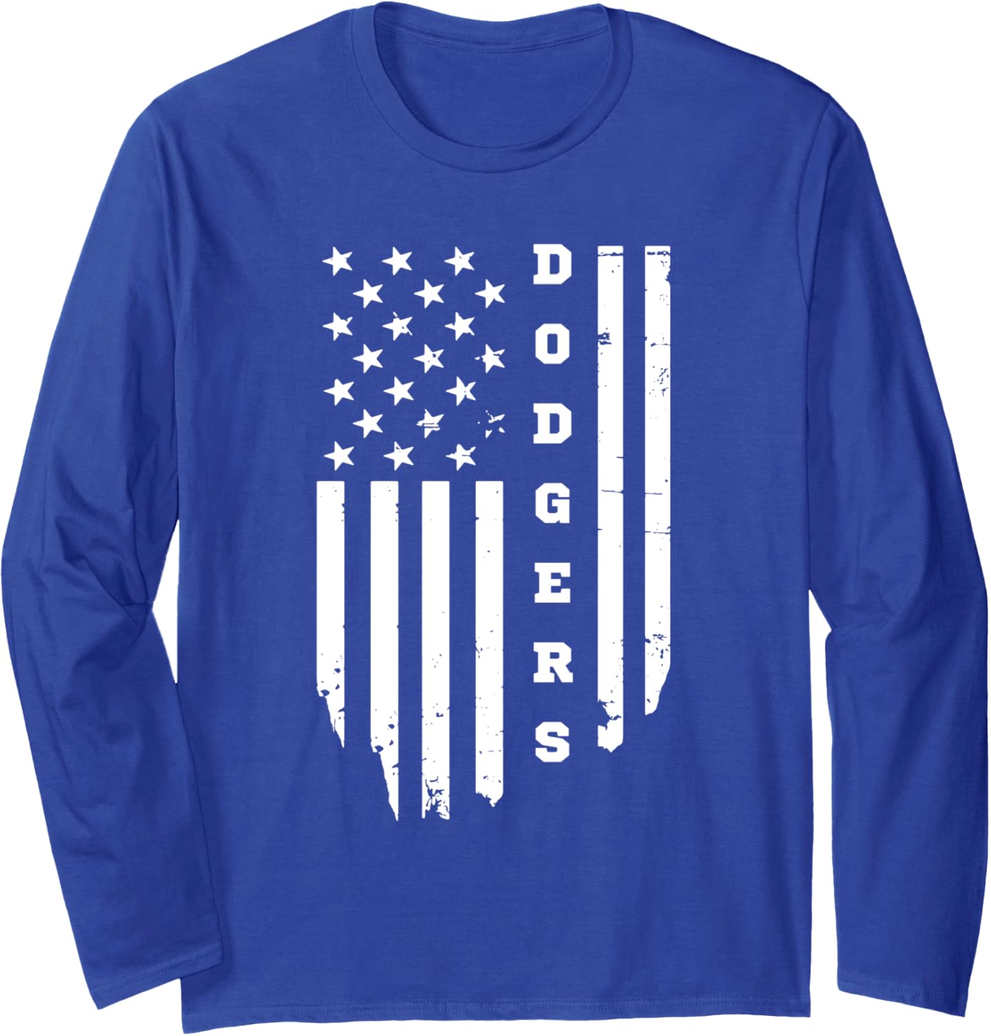 Vintage Usa Flag Dodgers Name Throwback Vintage Retro Long Sleeve