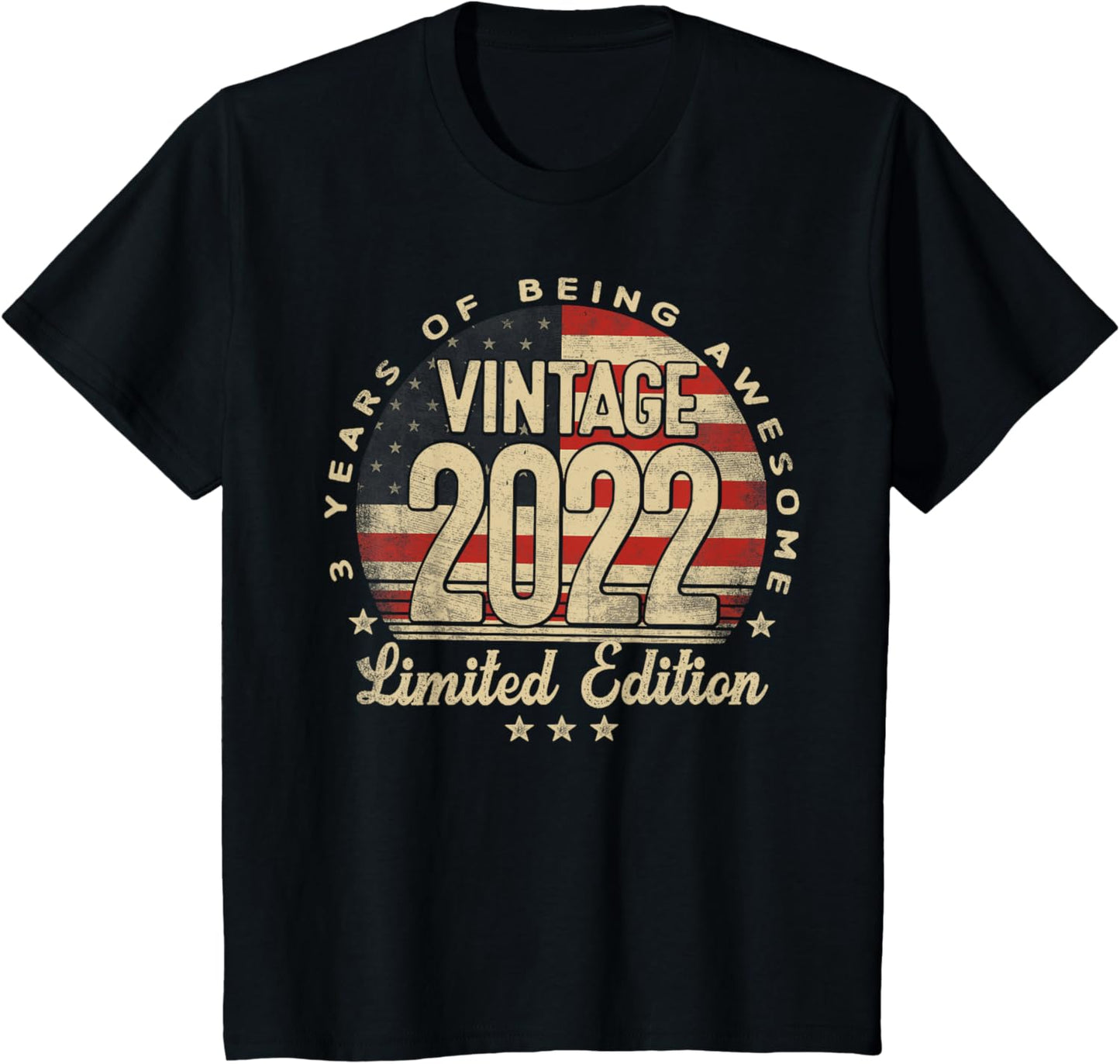 Kids Vintage 2022 Limited Edition 3 Year Old Gifts Usa Flag