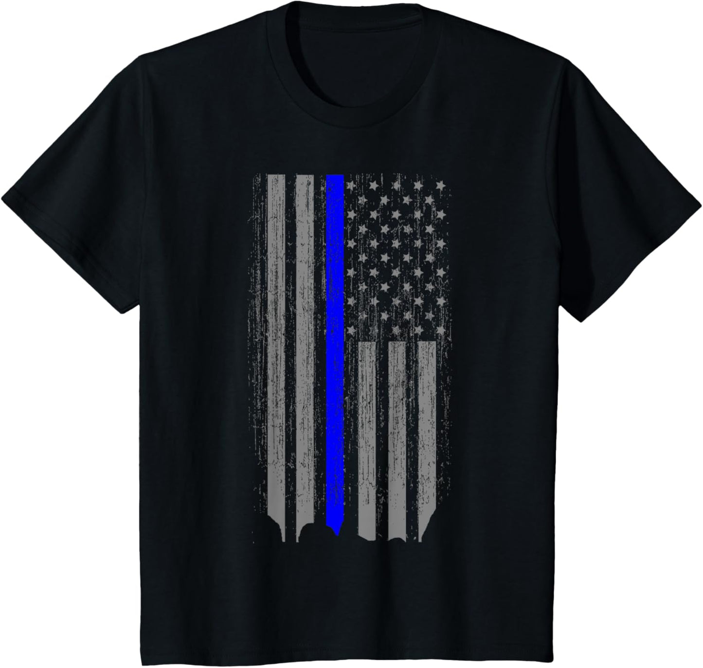 Kids Thin Blue Line Law Enforcement American Flag Shirt Youth