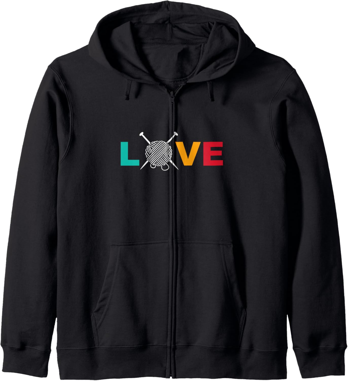 Knitting & Crochet T-Shirt Love Yarn with Needles Crafting Zip Hoodie