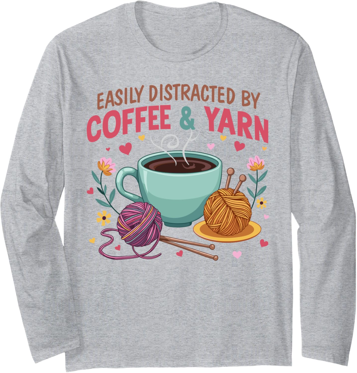 Easily distracted by Coffee and yarn Long Sleeve