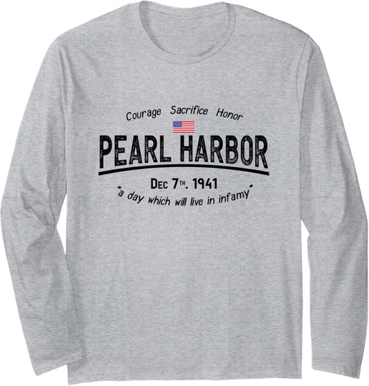 Pearl Harbor Memorial Day Hawaii Usa Flag Day Of Infamy Long Sleeve