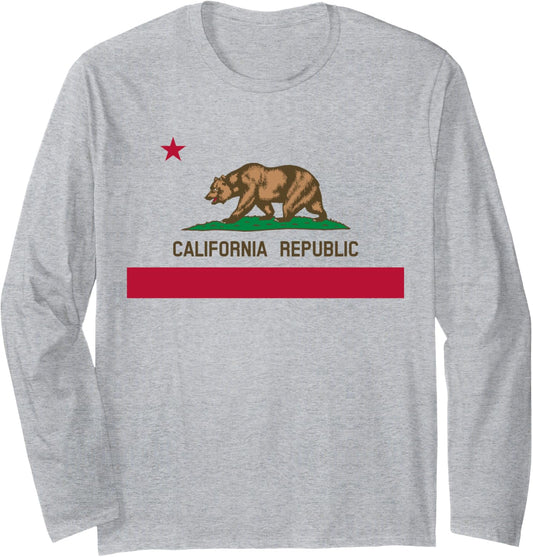 California Republic Flag Patriotic State Travel Usa Long Sleeve