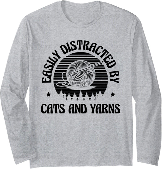 Easily Distracted By Cats And Yarns Crocheting Yarn Crochet Long Sleeve