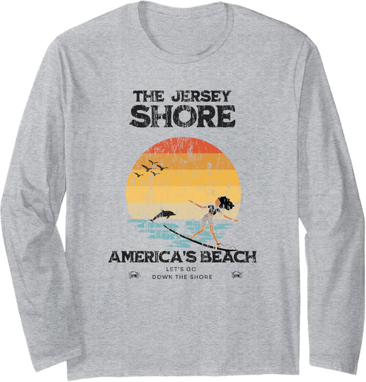 Distressed Go Down To The Shore At New Jersey Beach Usa Long Sleeve