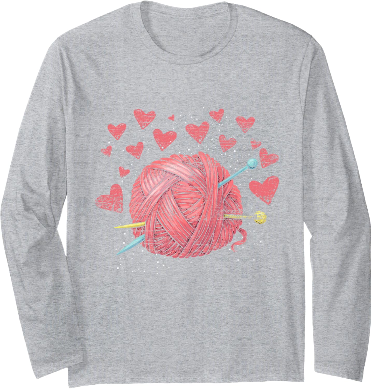 Crocheting Lover Knitter Crocheter Hearts Yarn Knitting Long Sleeve