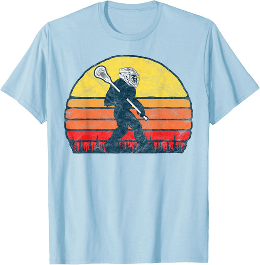 Funny Sasquatch Lax Bigfoot Lacrosse Vintage 80S Sunset