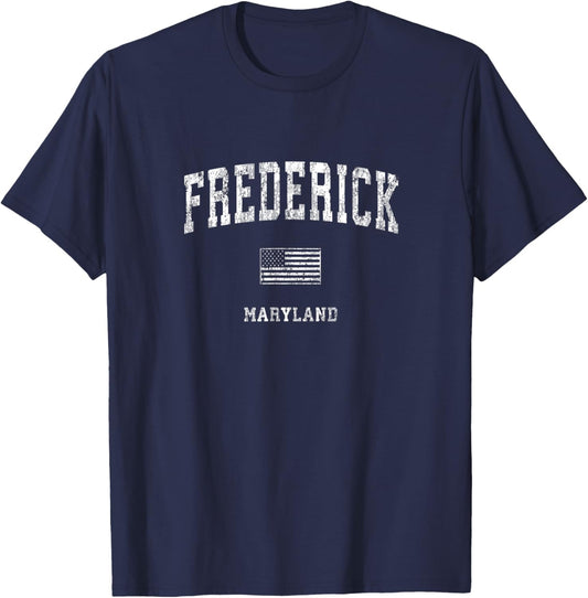 Frederick Maryland Md T Shirt Vintage American Flag Tee