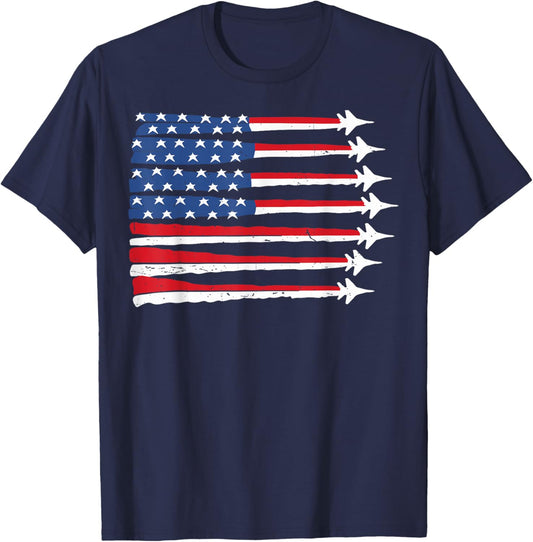 Patriotic Usa Flag Fighter Jet 4Th July Boy Red White Blue