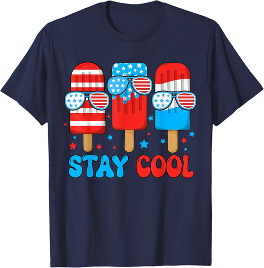 Stay Cool Popsicle 4Th July Boys Men Patriotic American Flag