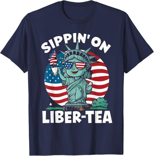 Sippin On Liber Tea Funny 4Th Of July Patriotic Usa Flag