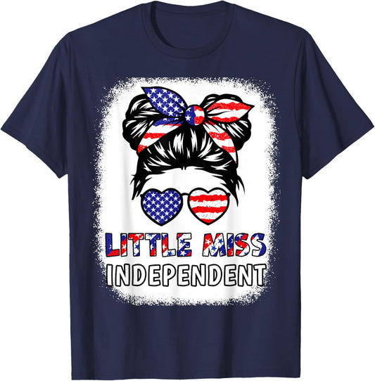 Girl Little Miss Independent 4Th July Usa Flag Patriotic