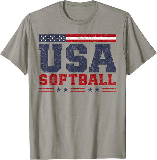 Softball Usa American Flag Women Men Patriotic Softball Fan
