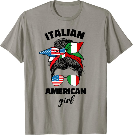Half American And Italian America Italy Italia Usa Flag Girl