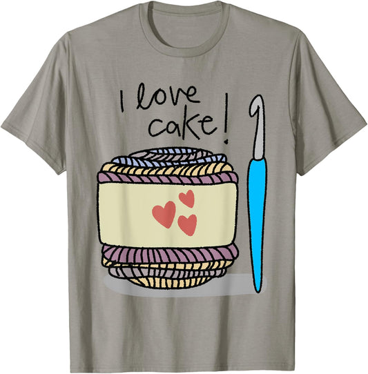 I love cake funny crochet cartoon cute yarn pun