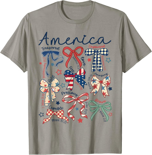 American Coquette Bow Patriotic Usa Flag Happy 4Th Of July