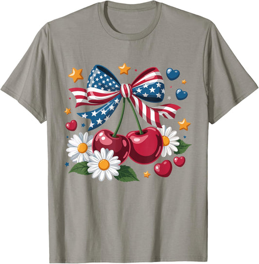 Patriotic Cherries 4Th Of July American Flag Red White Blue