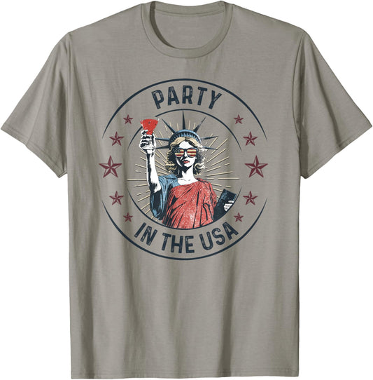 Vintage Retro Party In The Usa 4Th Of July Lovers Drinking