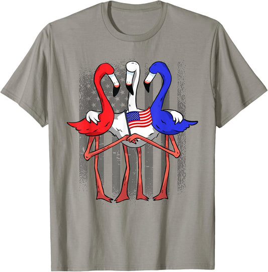 Patriotic Red White And Blue Flamingos Usa Flag 4Th Of July