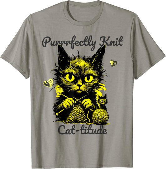 Purrrfectly Knit Cat Knitting Cat-titude Funny Crochet Yarn