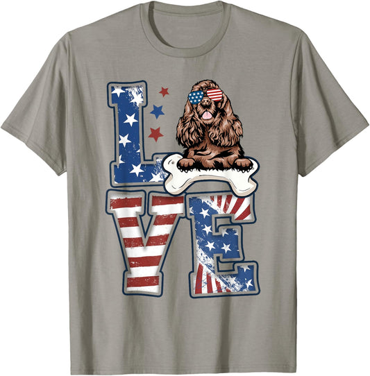 4Th Of July Decor Patriotic Love Cocker Spaniel Dog Usa Flag