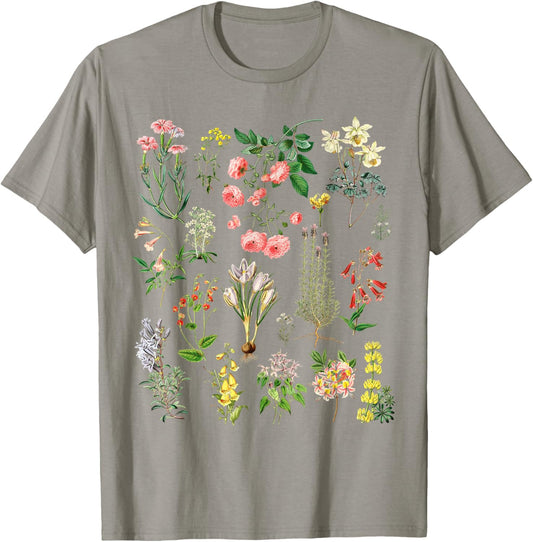 Vintage Botanical Floral Flower Wildflower Garden Tshirt
