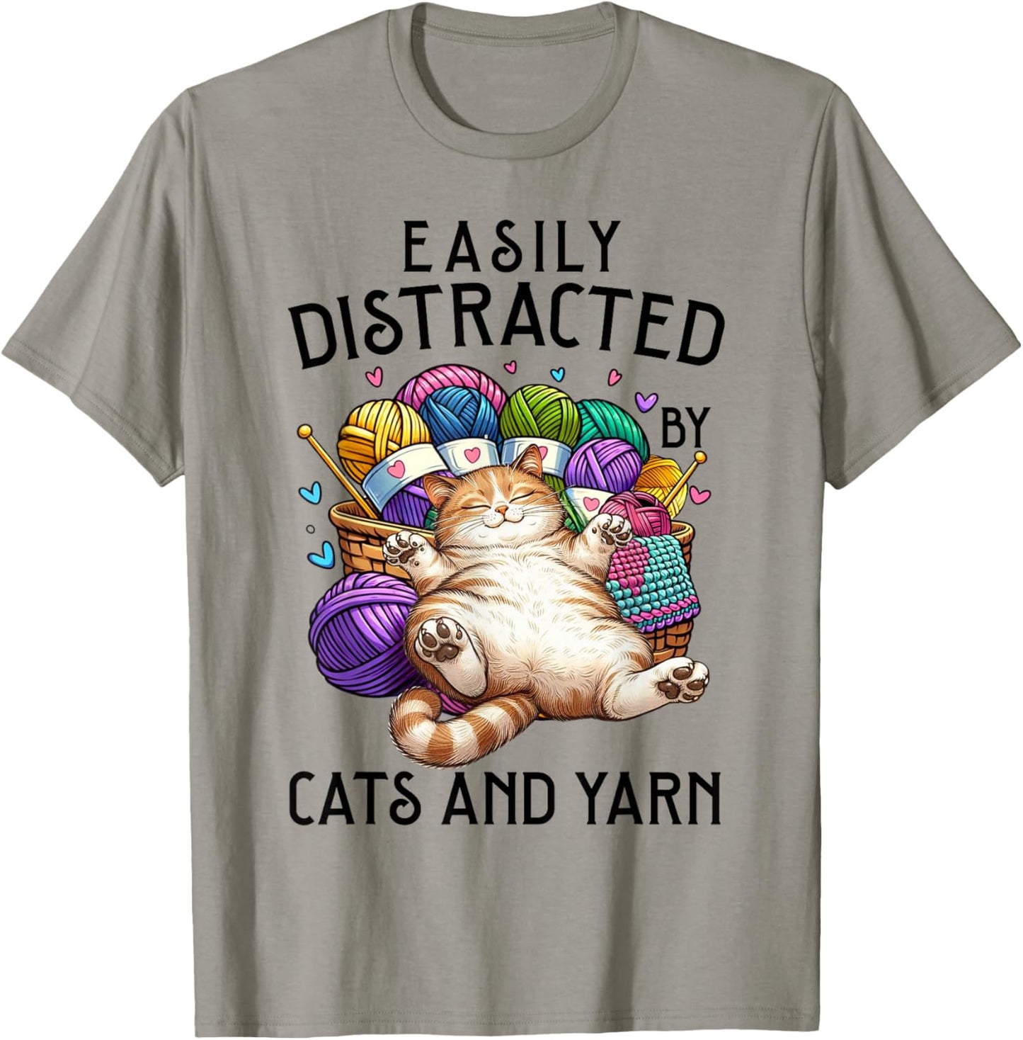Easily Distracted by Cats and Yarn Funny Crochet Cat