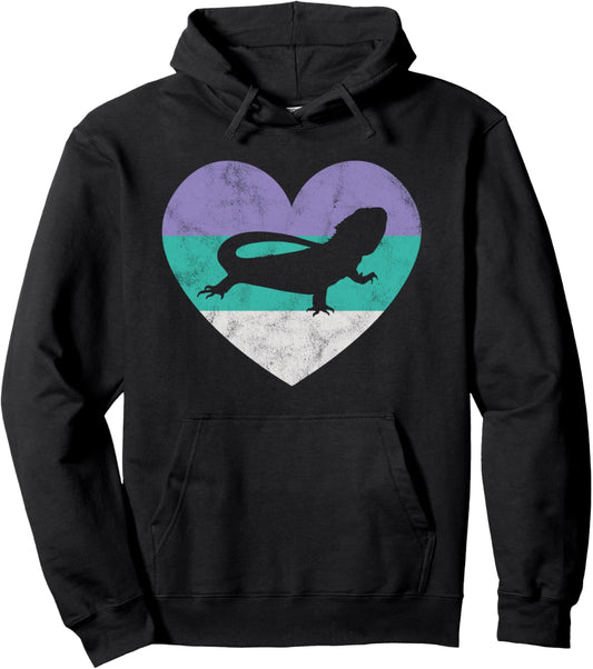 Bearded Dragon Gift Hoodie For Women & Girls Vintage Cute Pullover Hoodie
