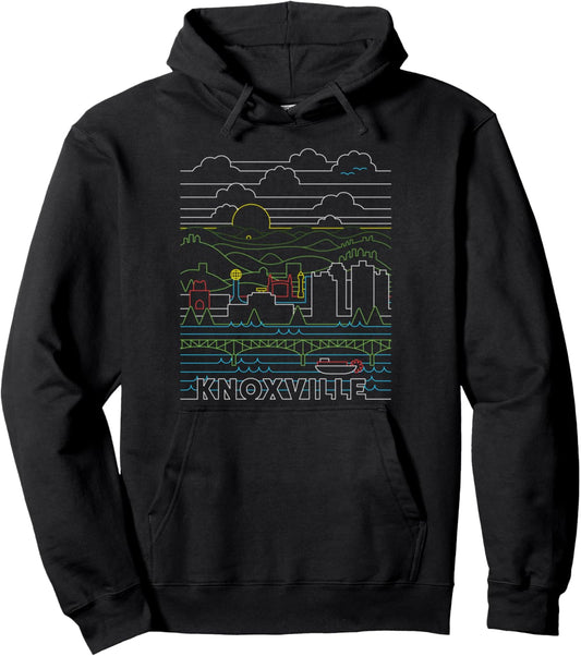 Retro Knoxville Skyline Art   Knoxville Tennessee Flag Art Pullover Hoodie