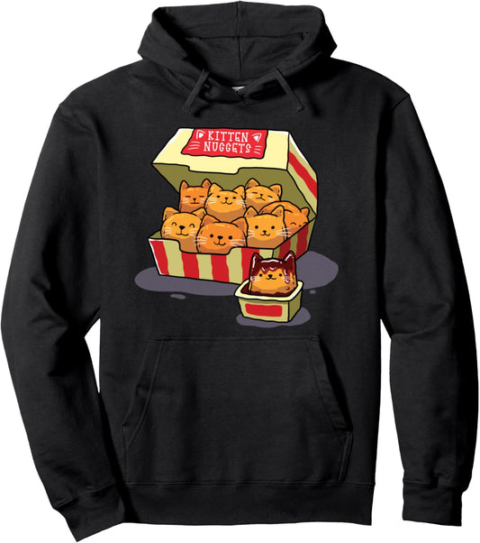 Kitten Nuggets Food Pun Cat Lover Gift Chicken Nuggets Pullover Hoodie