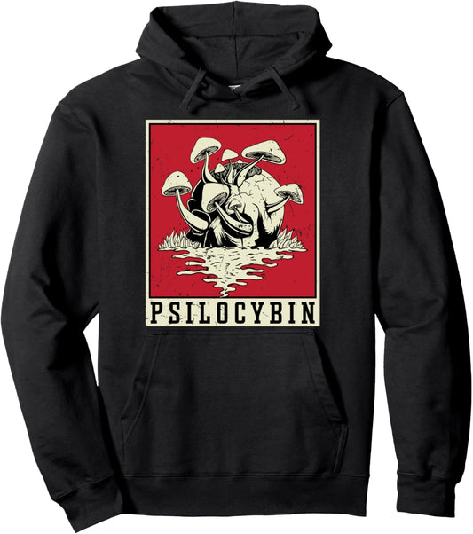 Psilocybin Retro Psychedelic Magic Mushroom Vintage Mycology Pullover Hoodie