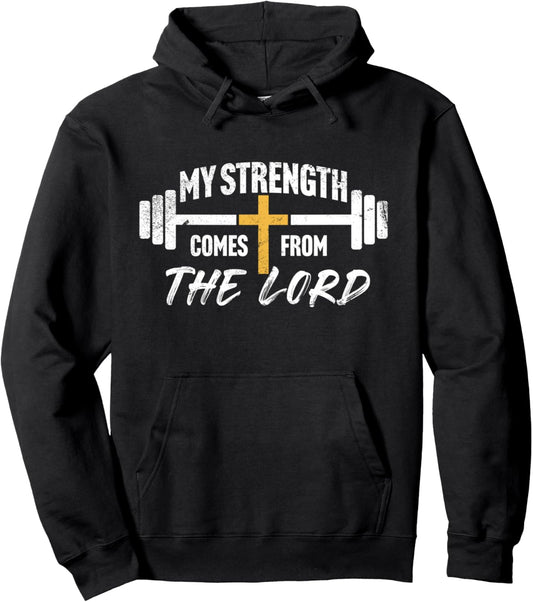 My Strength Christian Men Bible Verse Gym Workout Pullover Hoodie