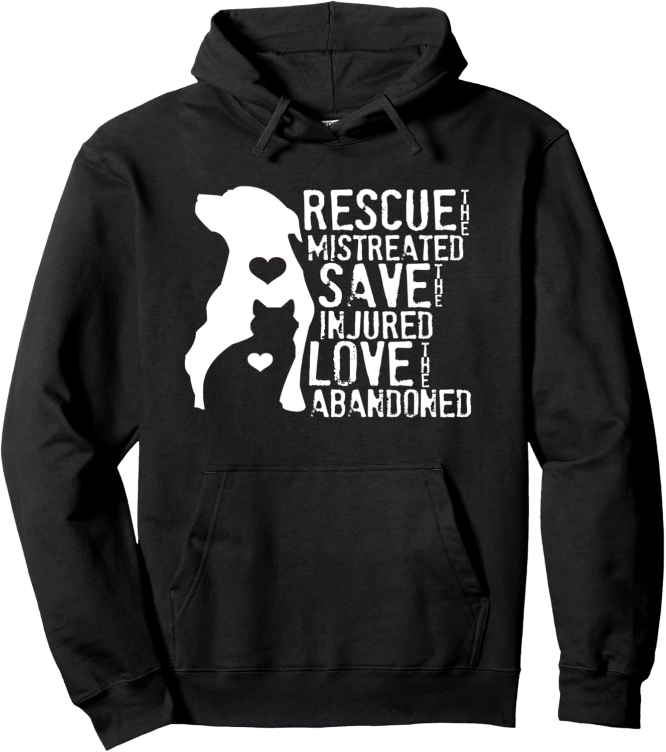 Rescue Save Love: Animal Rescue, Dog Lover Cat Lover Hoodie Pullover Hoodie