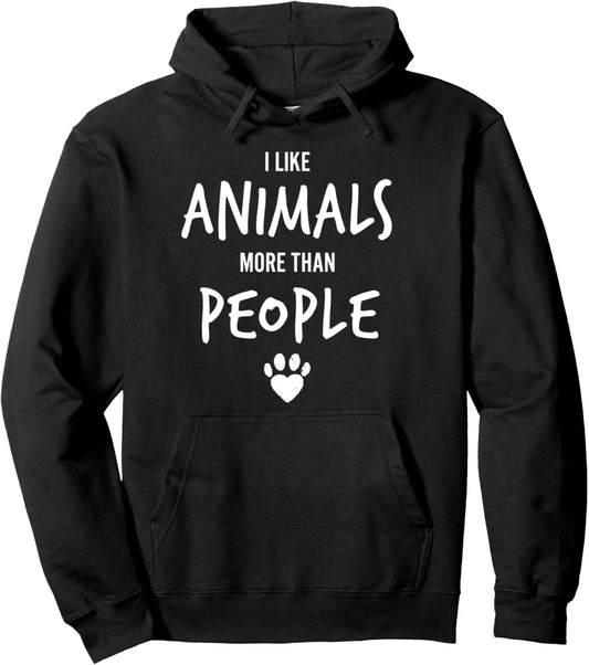 I Like Animals More Than People Best Cute Pet Puppy Dog Day Pullover Hoodie