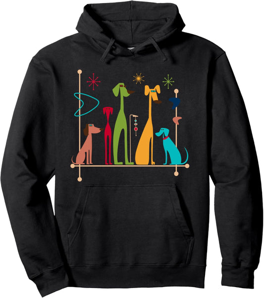 Retro Mid Century Modern Dogs 50s 60s Style Pullover Hoodie