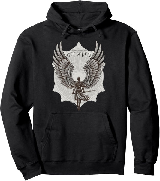 May You Travel With Godspeed Winged Hero Pullover Hoodie