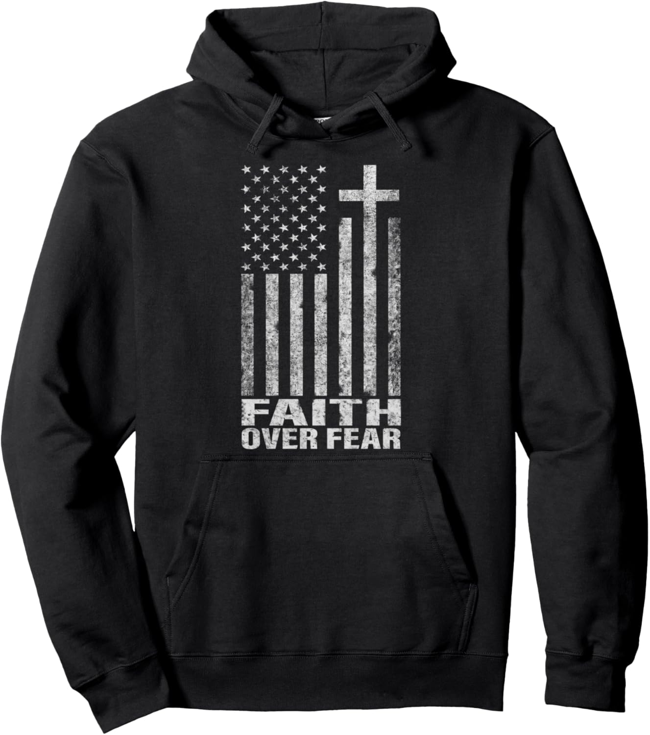 Faith Over Fear Cool Christian Flag Cross for Men Women Kids Pullover Hoodie