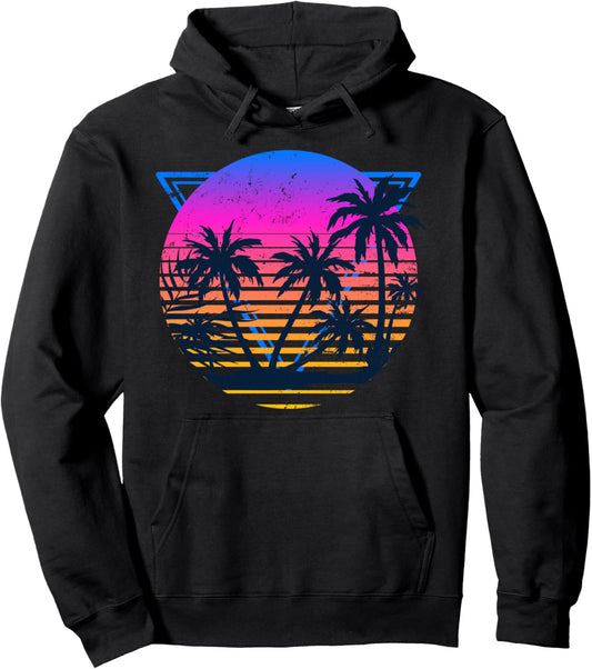 Vaporwave Aesthetic 90s Art Retro 80s Palm Trees Vaporwave Pullover Hoodie