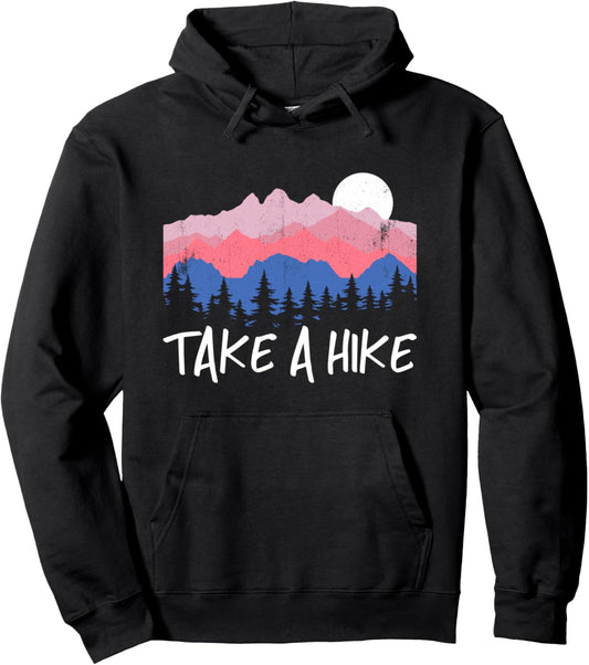 Take A Hike Retro Mountains Camping Outdoors Hiking Pullover Hoodie