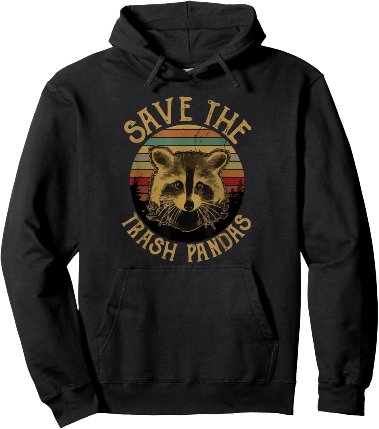 Vintage Save The Trash Pandas Funny Raccoon Animal Pullover Hoodie
