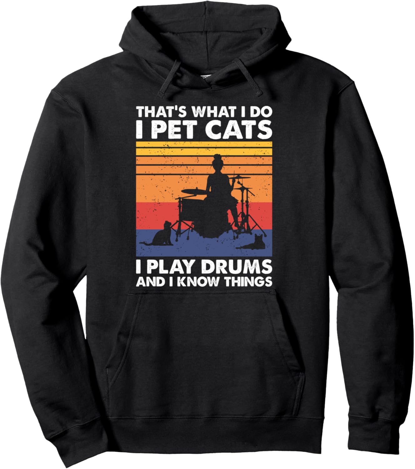 I Pet Cats I Play Drums & I Know Things, Female Drummer Pullover Hoodie