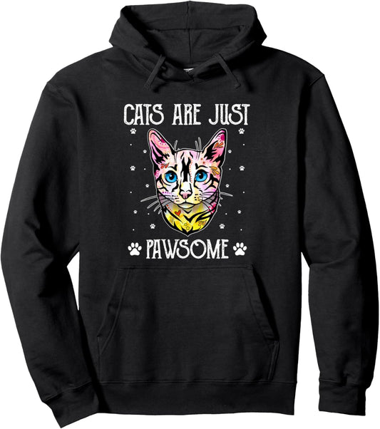 Cats Are Just Awesome Cat Pun Cute Funny Cat Mom Dad Pullover Hoodie