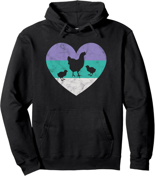 Chicken Gift Hoodie For Women & Girls Vintage Cute Pullover Hoodie