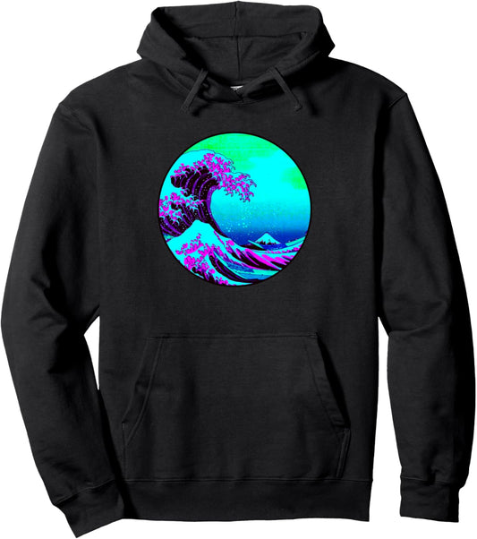 Wave of Kanagawa Japanese Retro Print Ukiyo e Revamped Pullover Hoodie