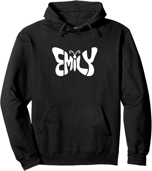 Emily Butterfly   Personalized Cute Name Word Art Pullover Hoodie