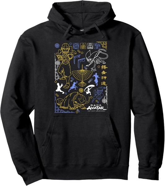 Avatar: The Last Airbender Character Line Art Pullover Hoodie