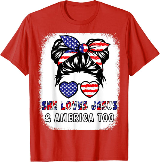 4Th July She Loves Jesus America Too Girl Toddler